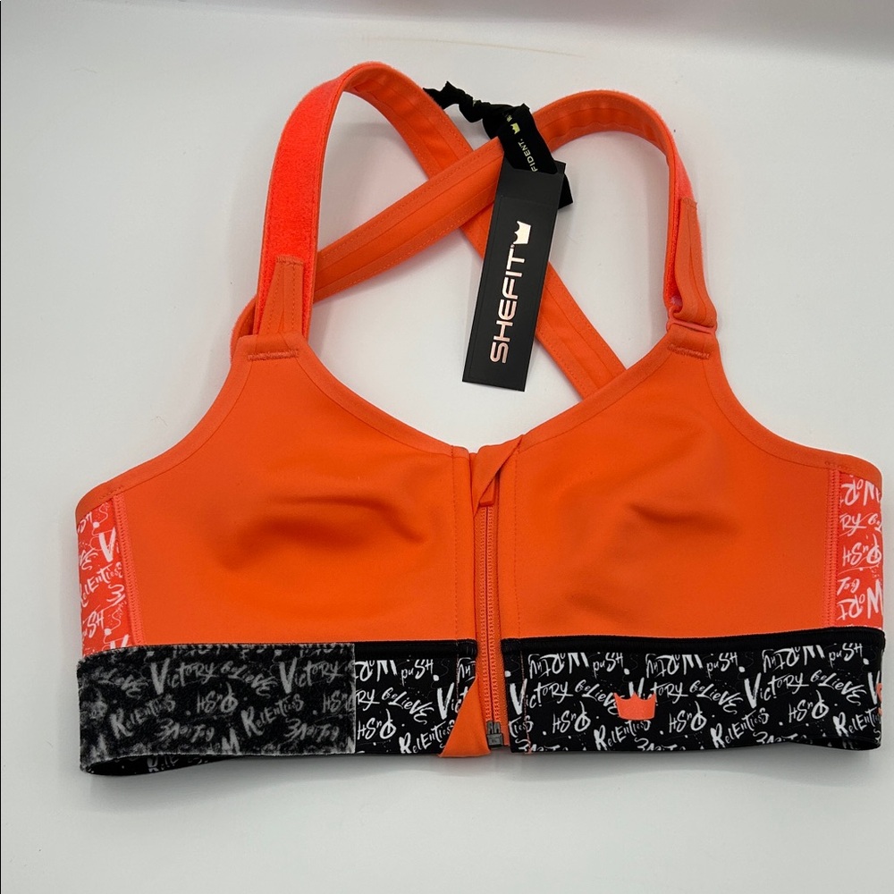 SHEFIT Orange and Black Sports Bra